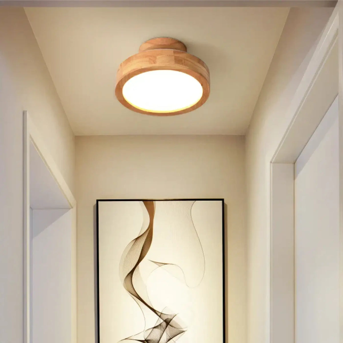 Plafonnier en bois à LED, lumière blanc chaud, froid ou réglable