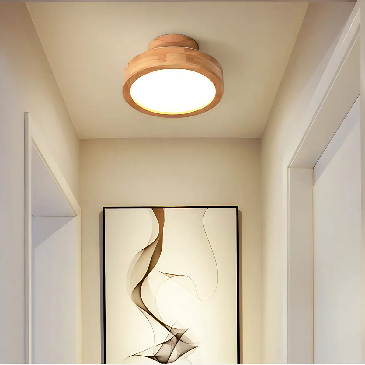 Plafonnier en bois à LED, lumière blanc chaud, froid ou réglable