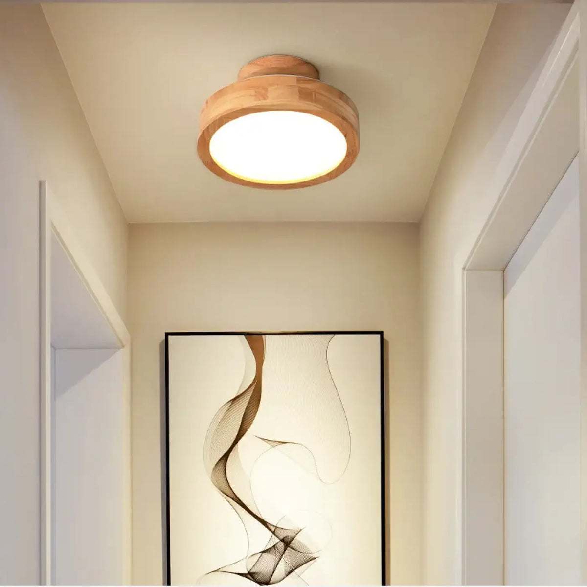 Plafonnier en bois à LED, lumière blanc chaud, froid ou réglable