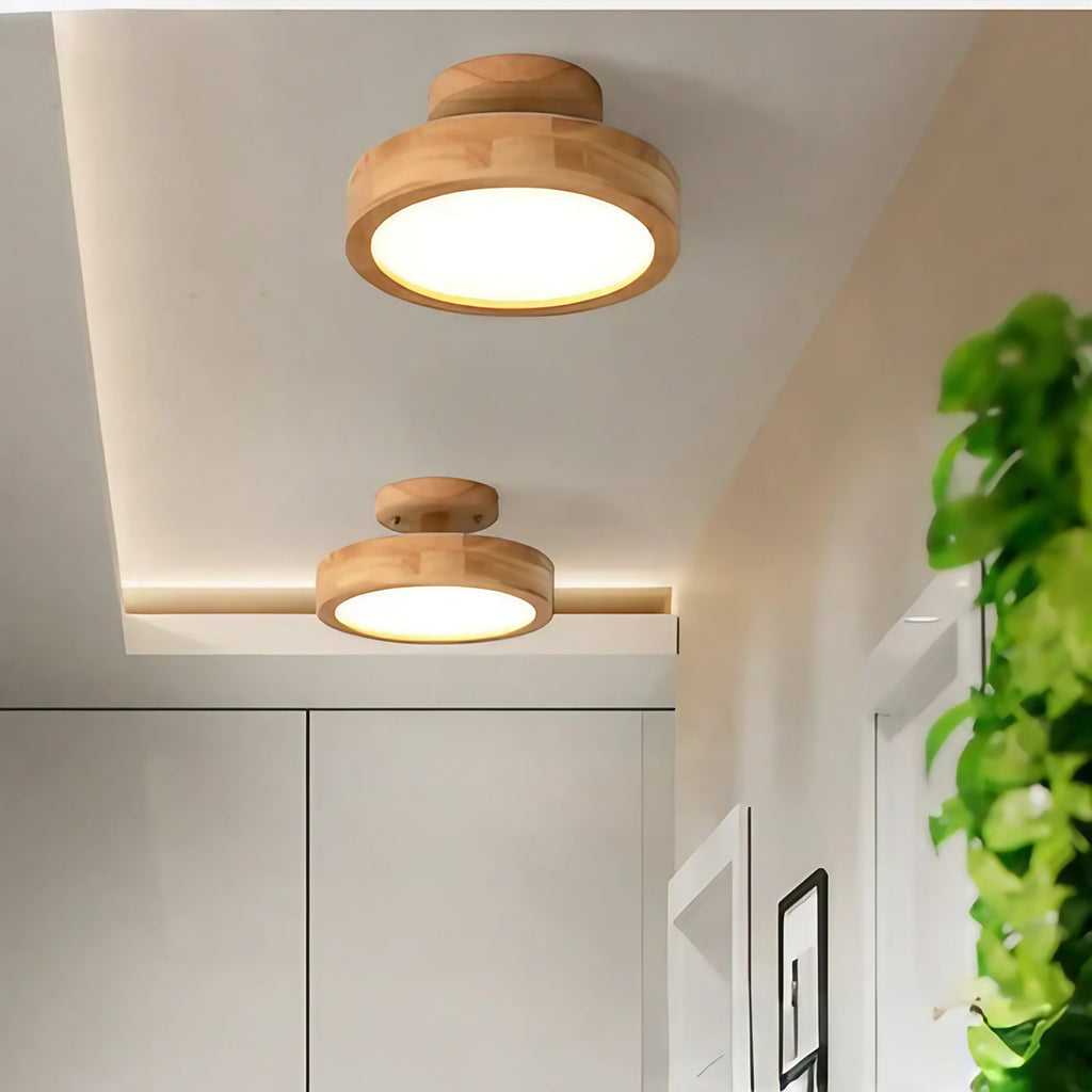 Plafonnier en bois à LED, lumière blanc chaud, froid ou réglable