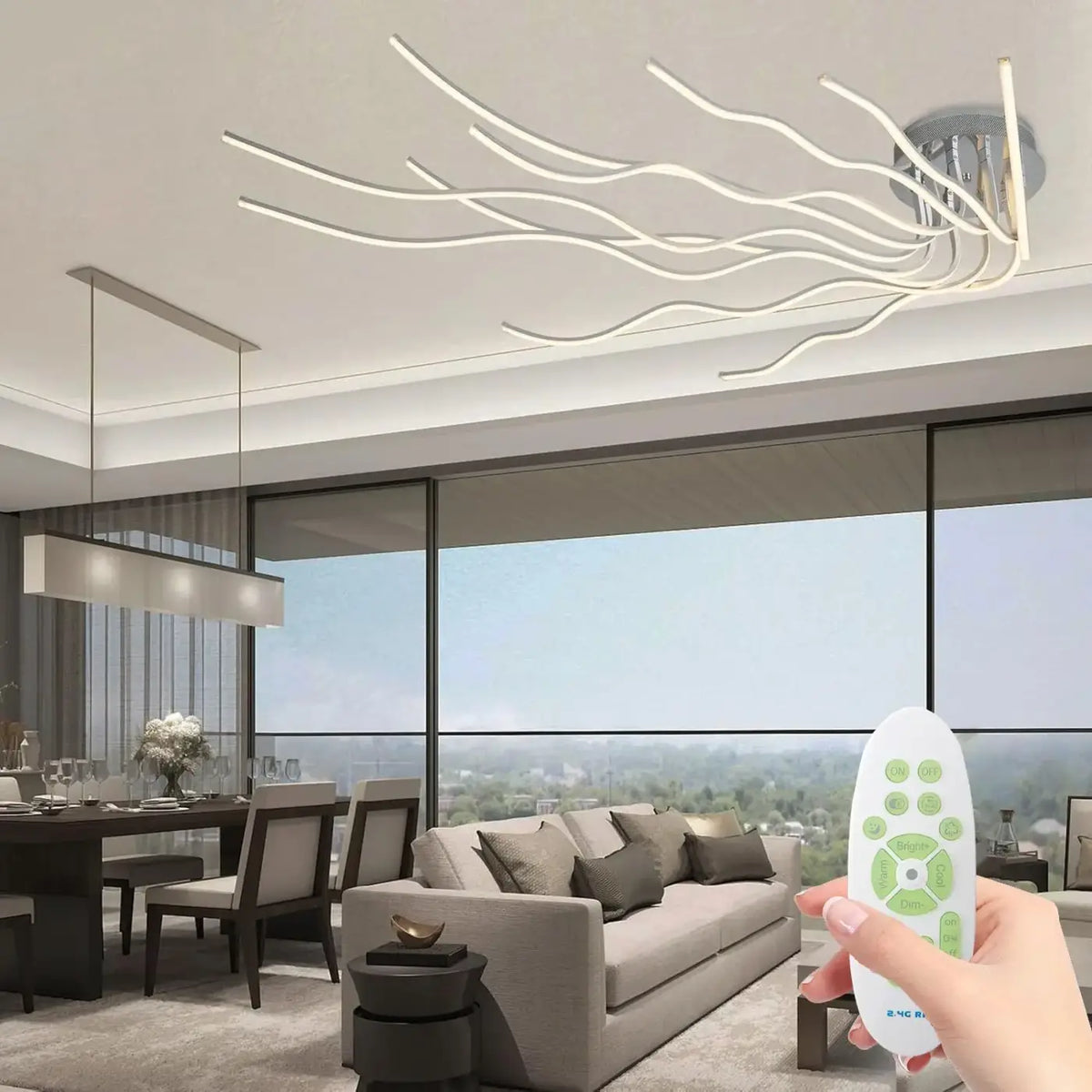 Plafonnier design en forme de vague