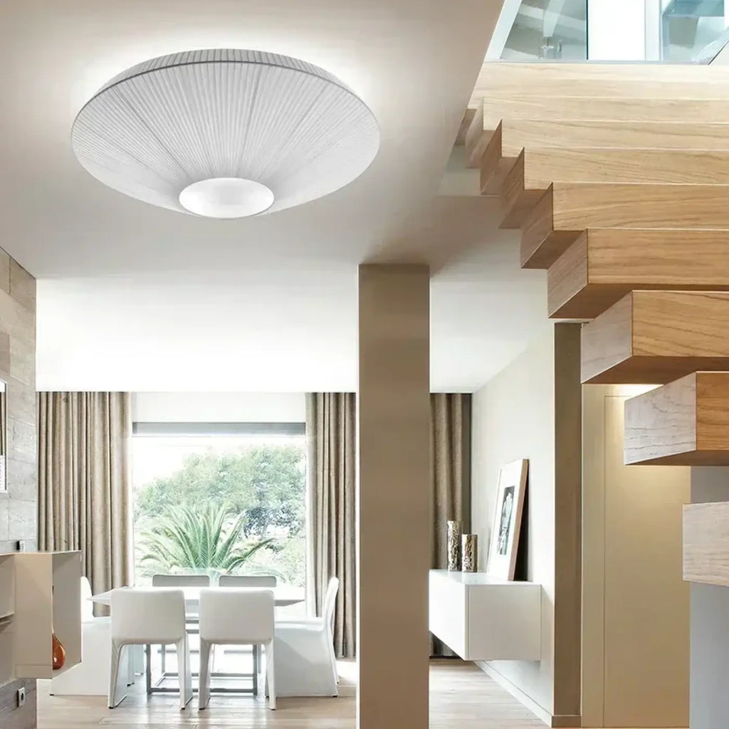 Plafonnier dôme en tissu, blanc ou beige, tailles S et M
