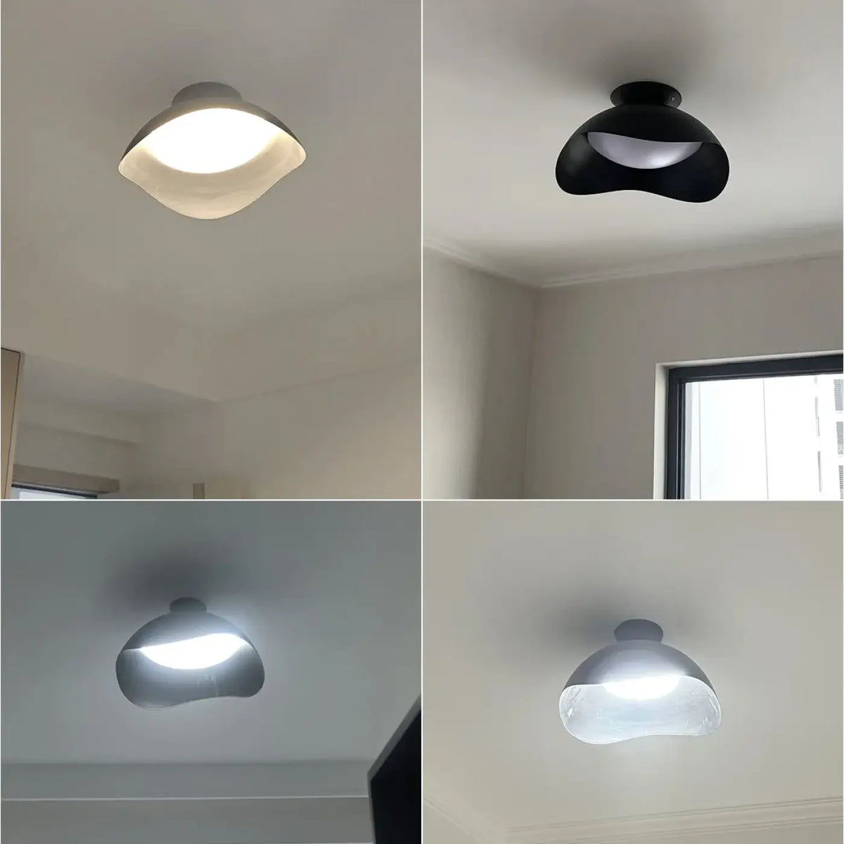 Plafonnier design à forme sculptée, blanc ou noir, noir
