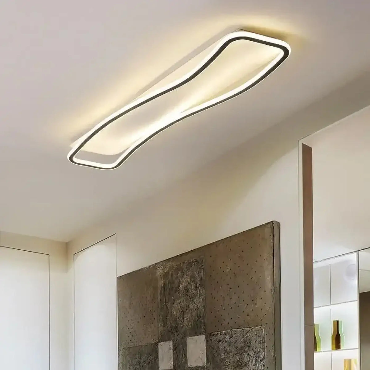 Plafonnier LED ondulé, noir, doré ou blanc, tailles S à XL