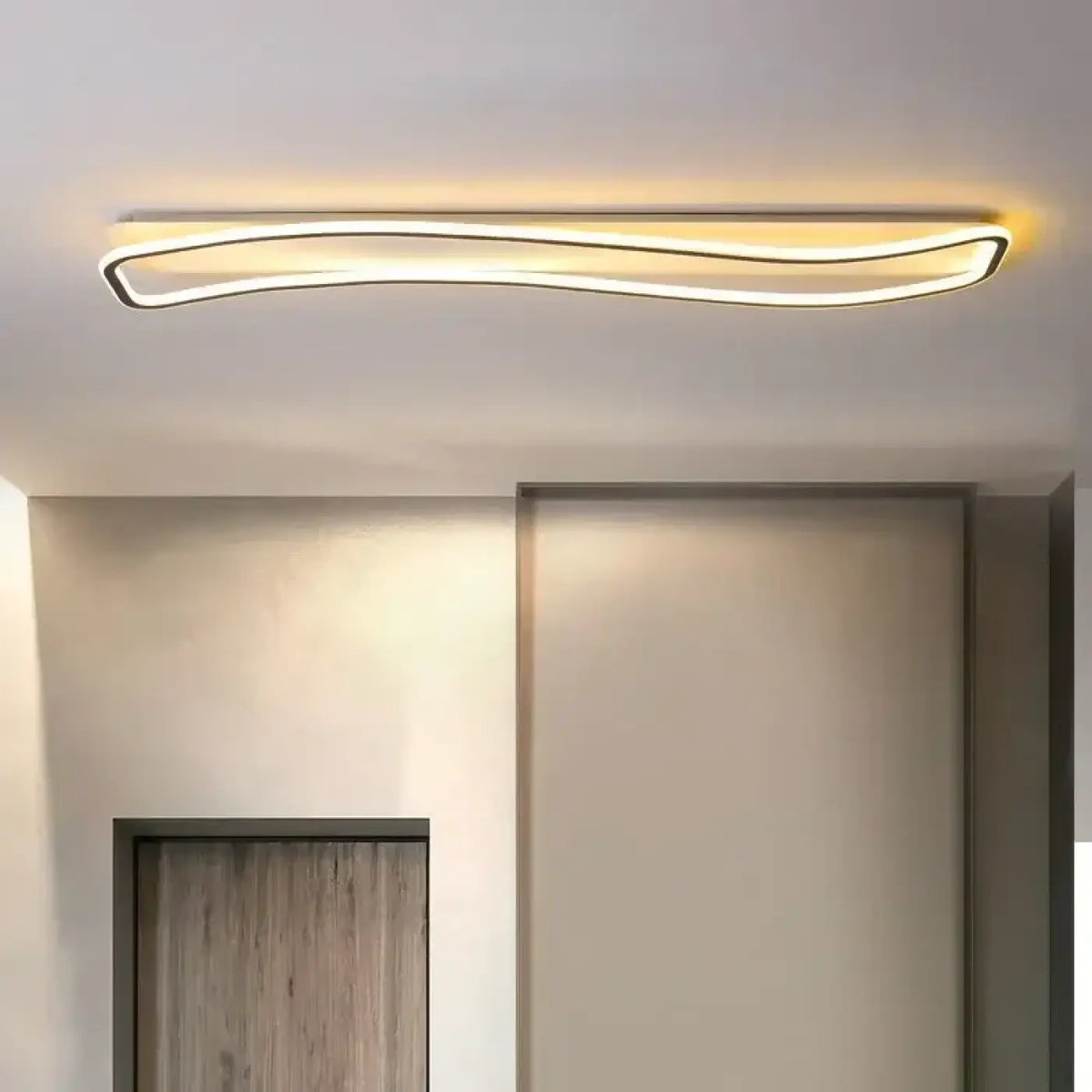 Plafonnier LED ondulé, noir, doré ou blanc, tailles S à XL