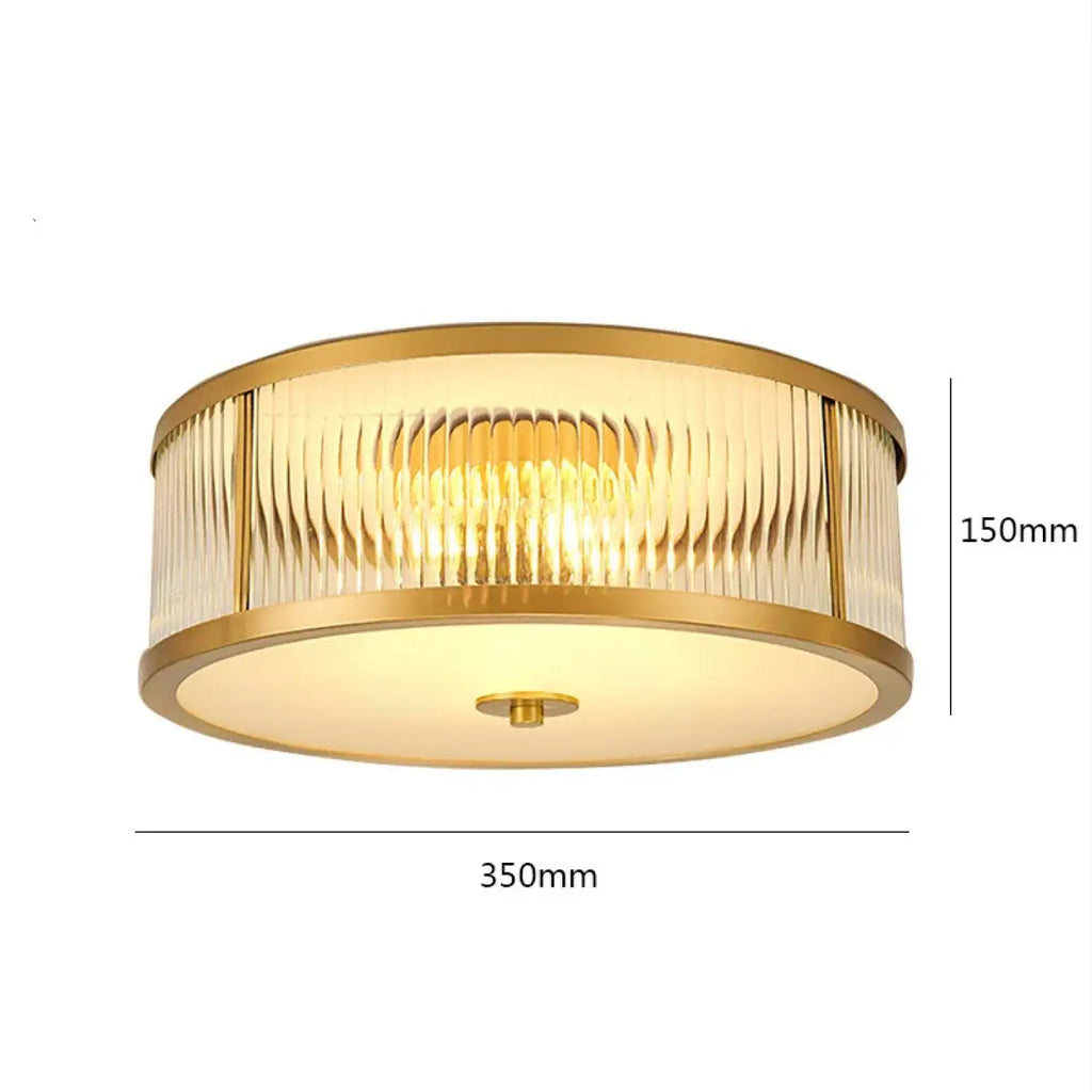 Plafonnier en verre strié doré, tailles S et M
