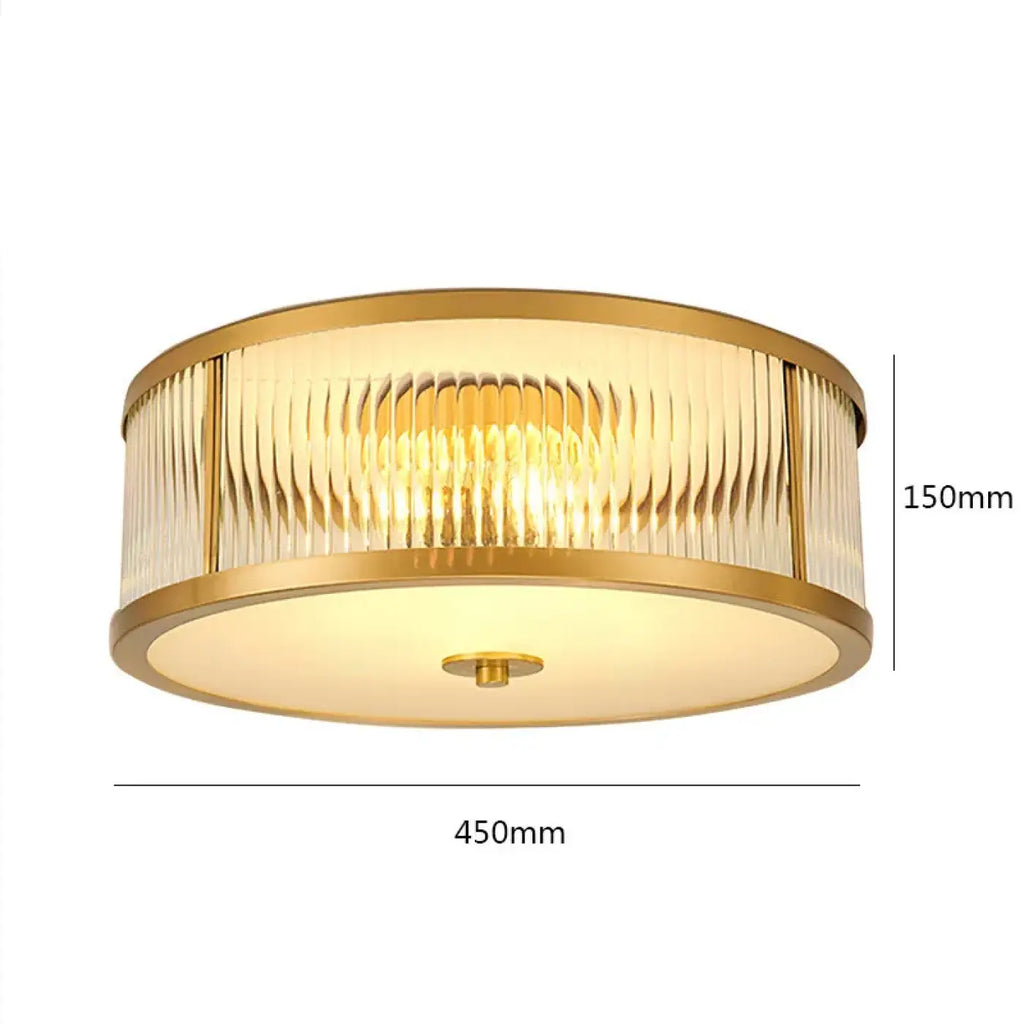Plafonnier en verre strié doré, tailles S et M