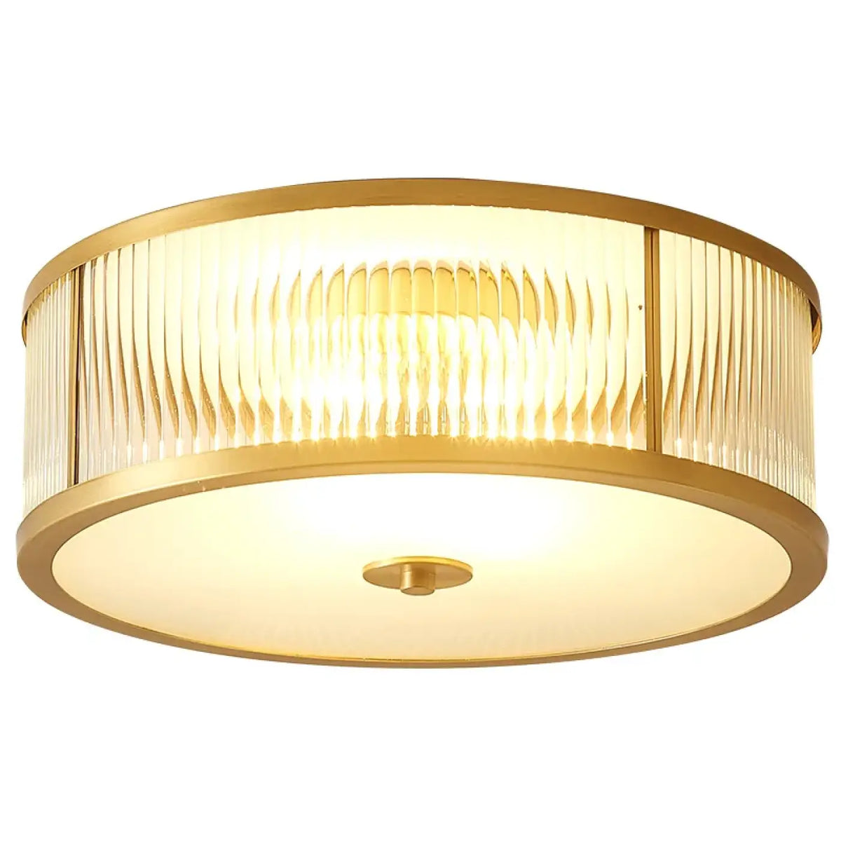 Plafonnier en verre strié doré, tailles S et M
