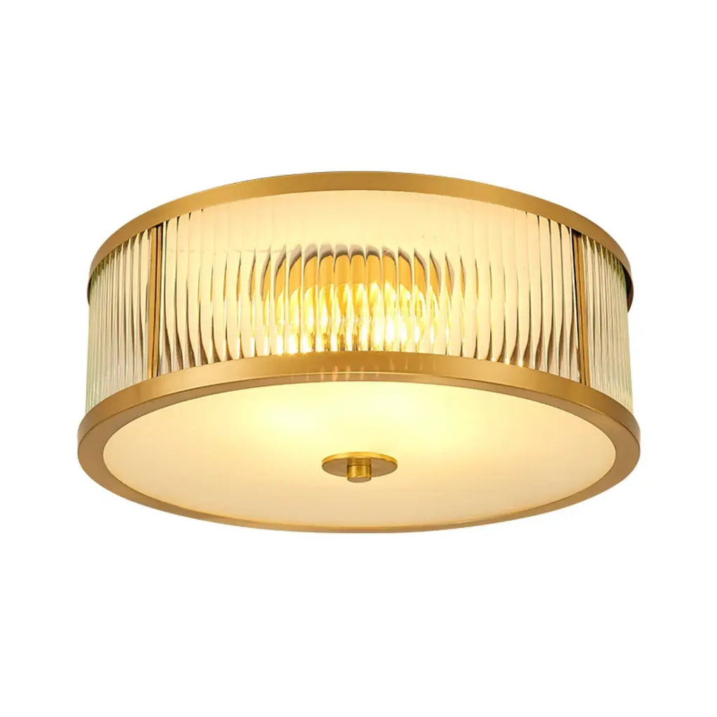 Plafonnier en verre strié doré, tailles S et M