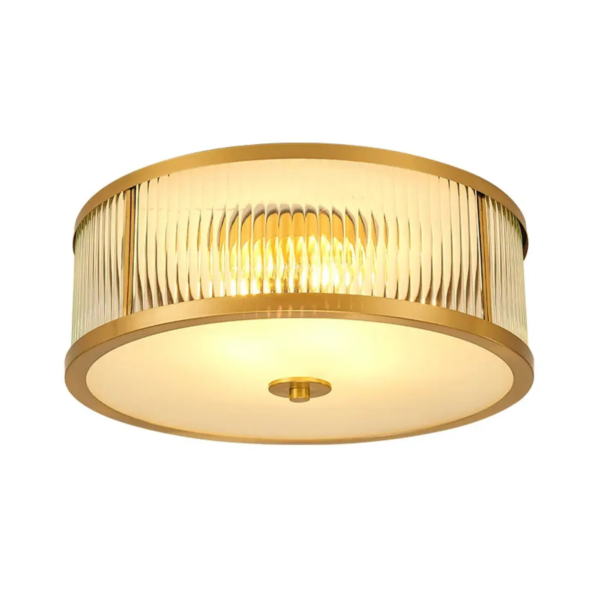 Plafonnier en verre strié doré, tailles S et M