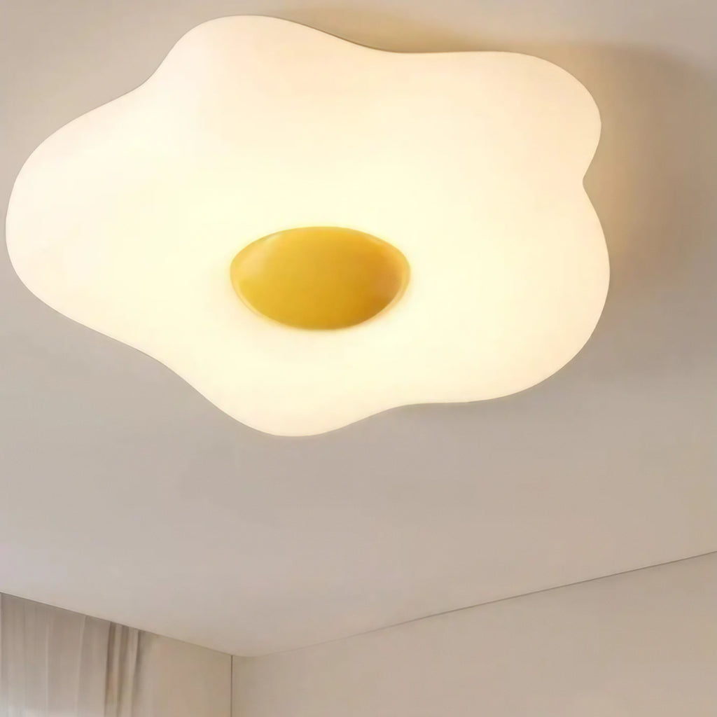 Plafonnier œuf au plat blanc et jaune, trois tailles