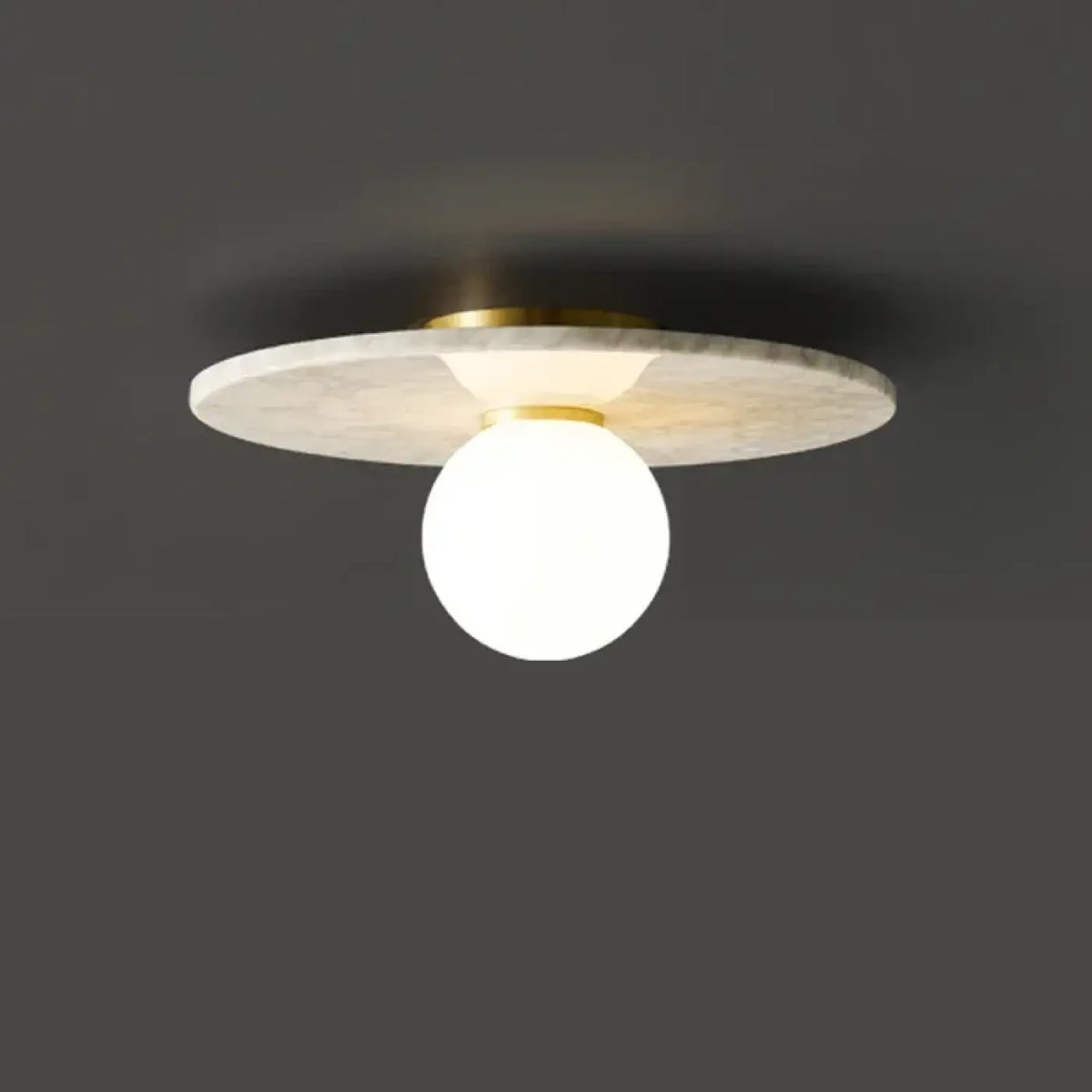Plafonnier en pierre verte et verre opalin, tailles S et M, blanc