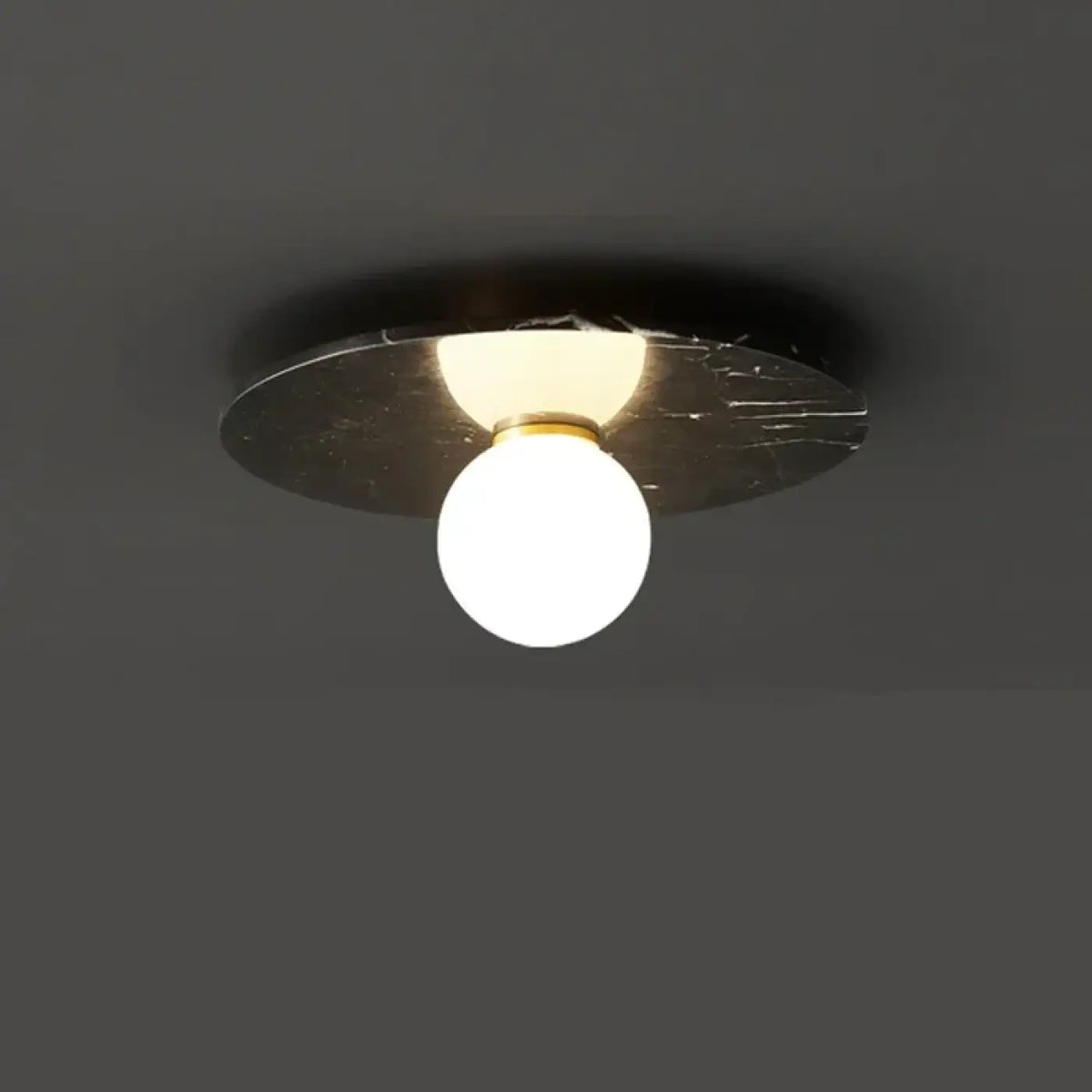 Plafonnier en pierre verte et verre opalin, tailles S et M, noir