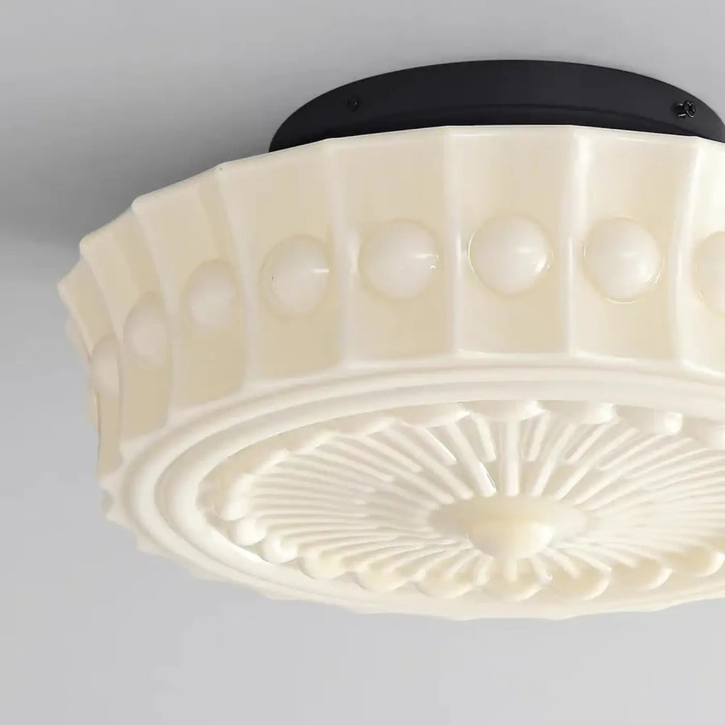 Plafonnier rétro en verre sculpté, jaune ou blanc, S ou M