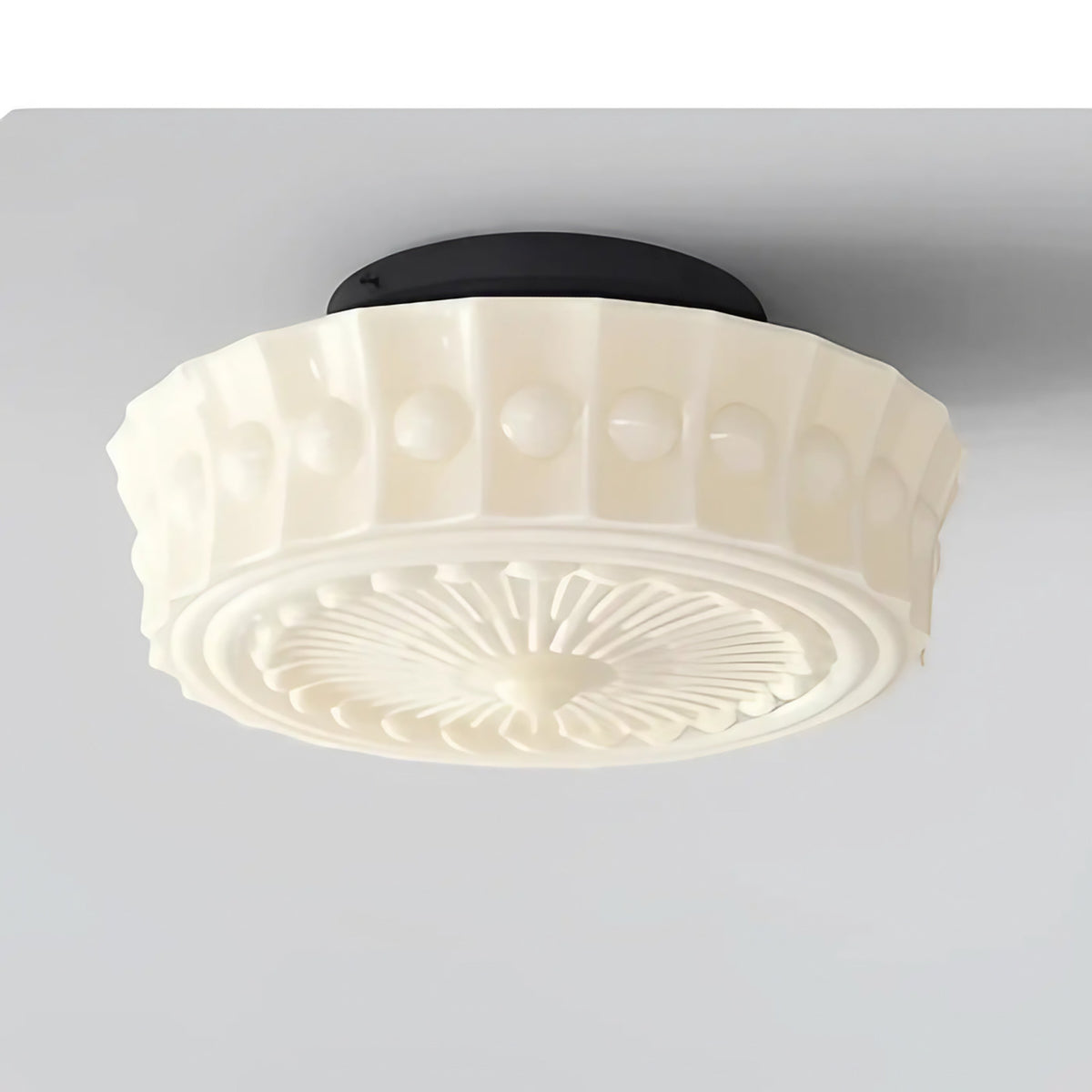 Plafonnier rétro en verre sculpté, jaune ou blanc, S ou M, jaune