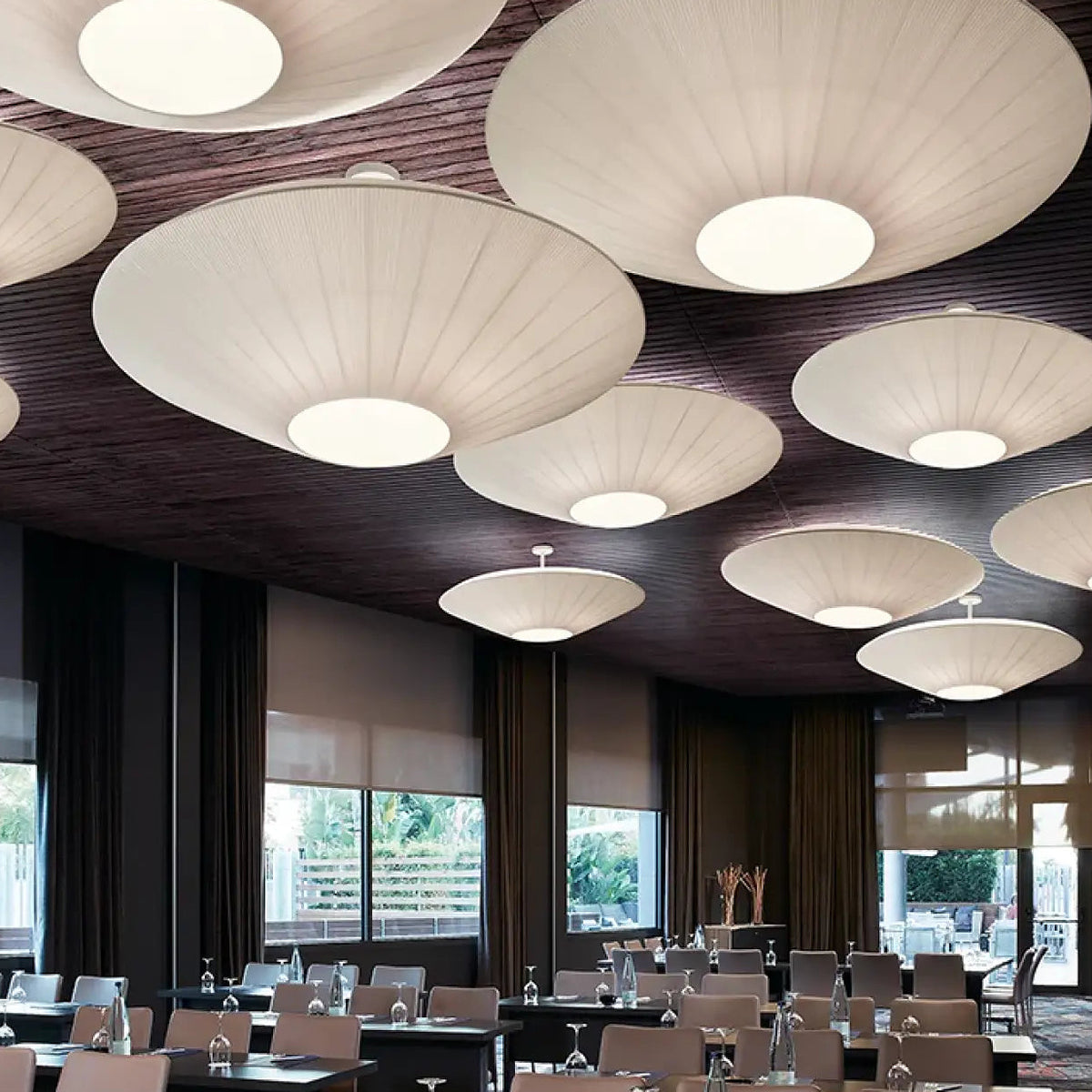 Plafonnier rond design à effet tissu, tailles S à XL