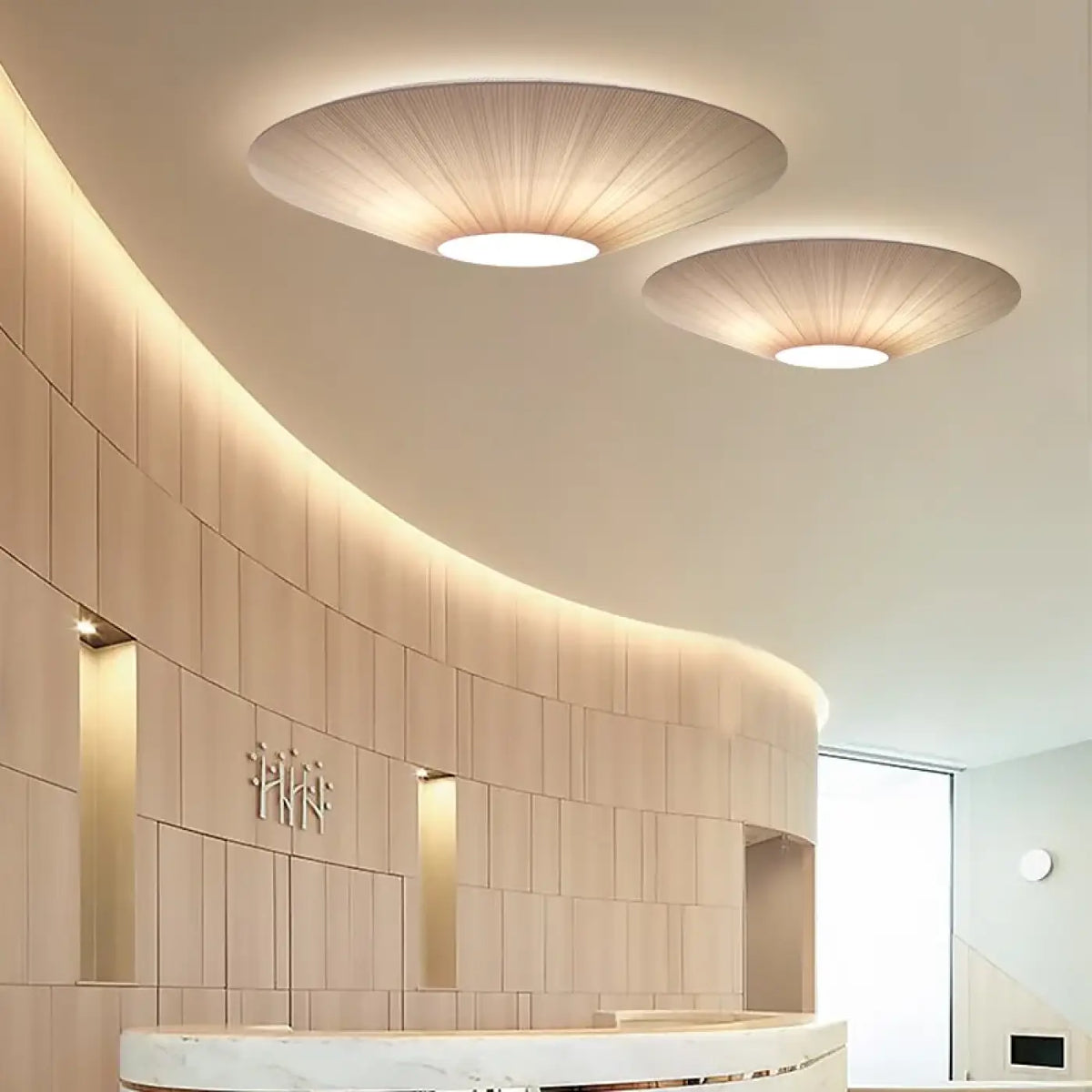 Plafonnier rond design à effet tissu, tailles S à XL