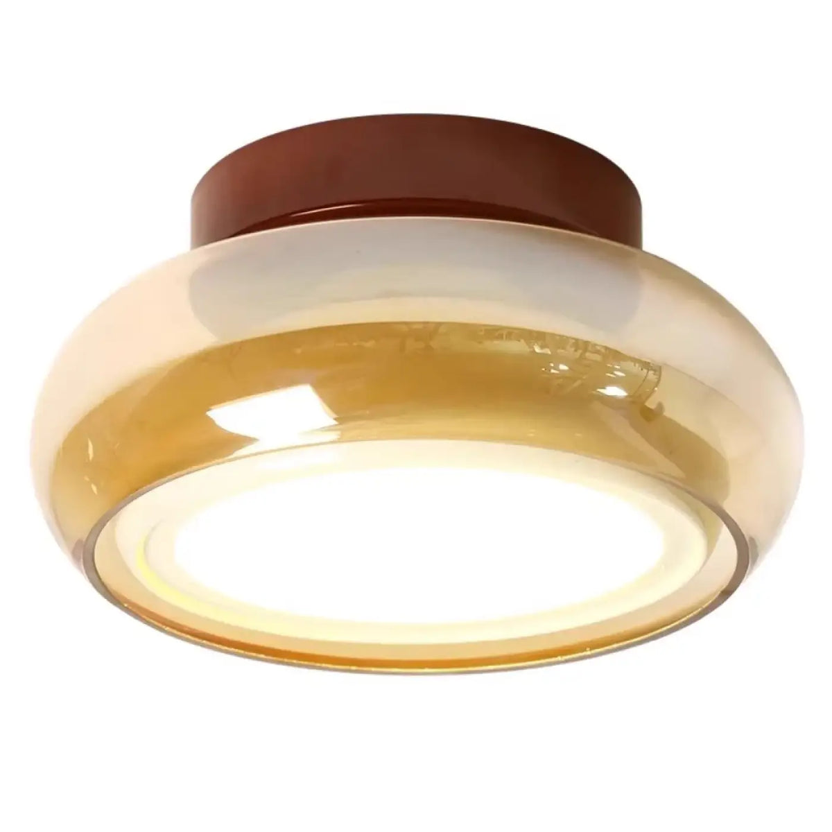 Plafonnier rond en verre ambré rétro, marron ou gris