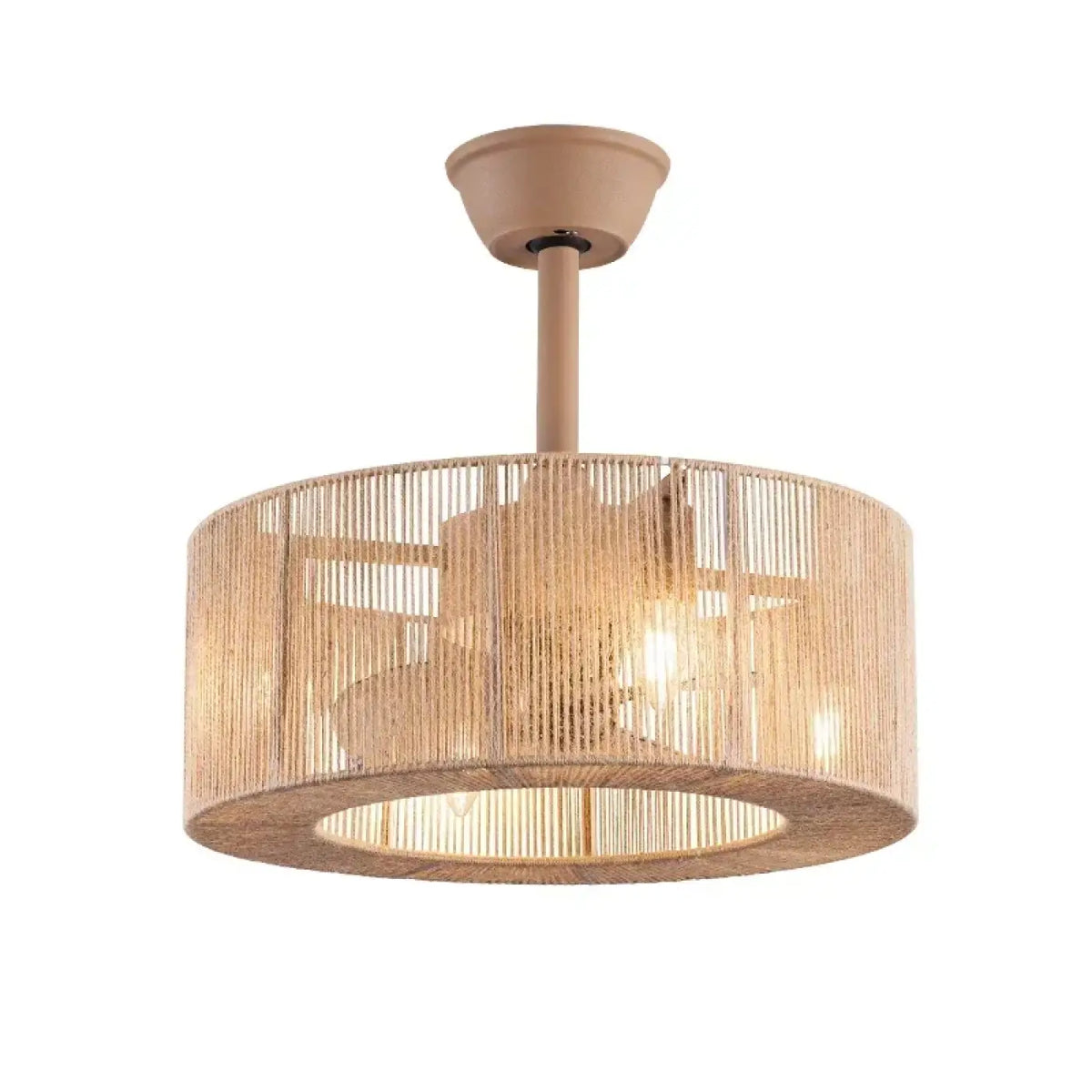 Plafonnier cylindrique en rotin tressé