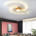 Plafonnier soleil design pour salon, doré ou noir, tailles S et M, doré