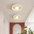 Plafonnier rond à relief floral, beige ou blanc, beige