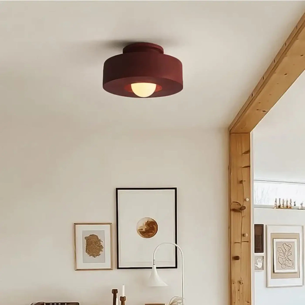 Plafonnier contemporain esprit terracotta, noir, rouge ou vert, rouge