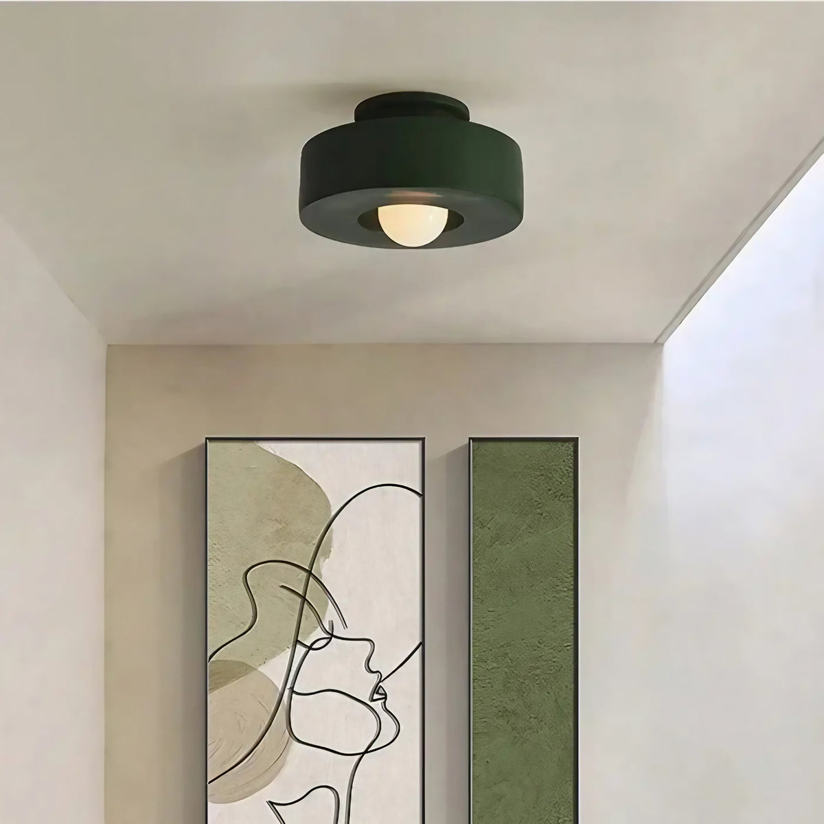 Plafonnier contemporain esprit terracotta, noir, rouge ou vert, vert