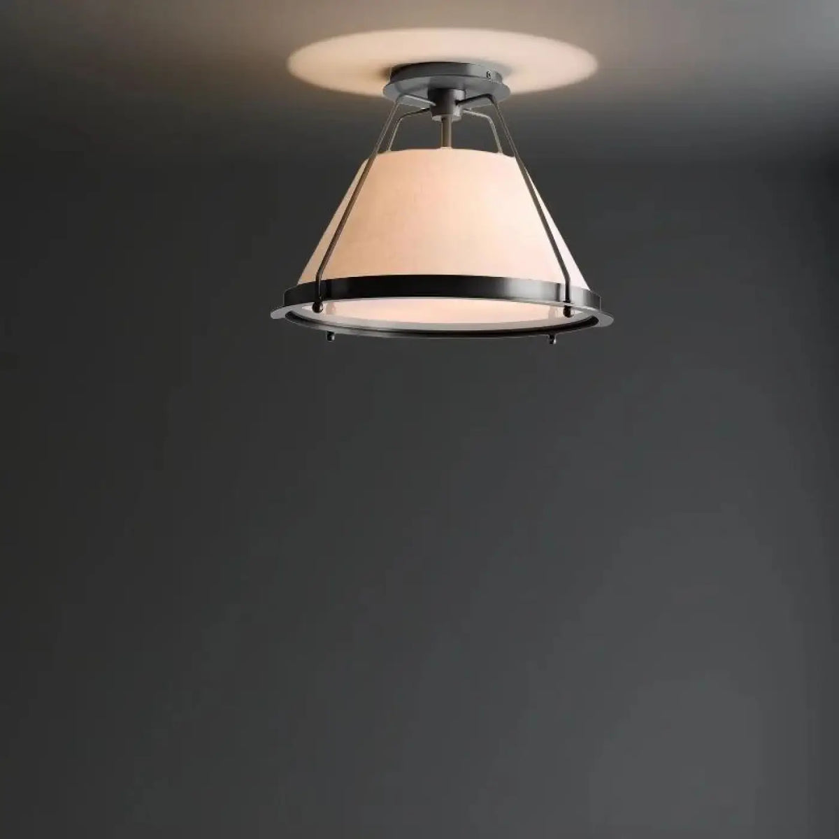 Plafonnier en tissu et métal, noir ou doré, tailles S et M