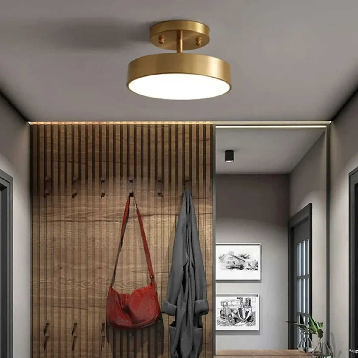 Plafonnier rond moderne, doré ou noir, trois tailles, doré