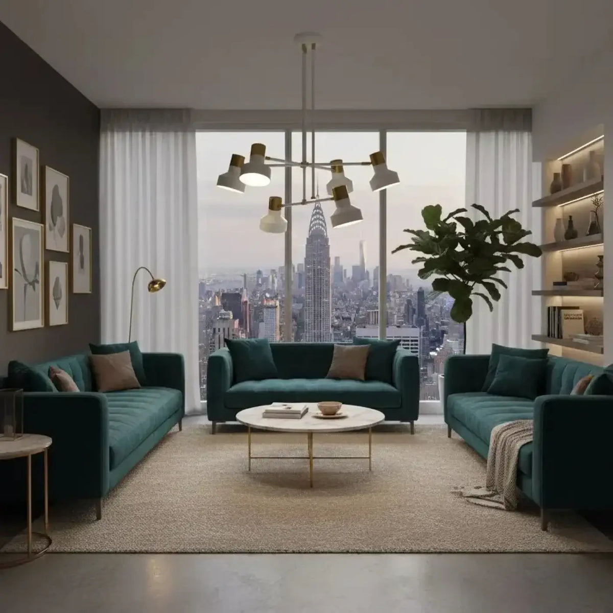Plafonnier 3 lumières blanc et doré en aluminium, culots E27