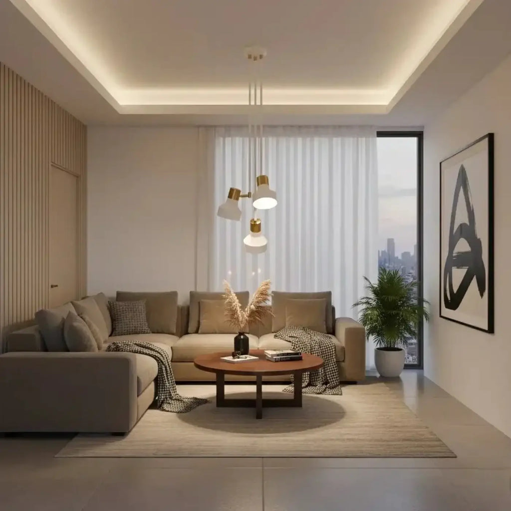 Plafonnier 3 lumières blanc et doré en aluminium, culots E27