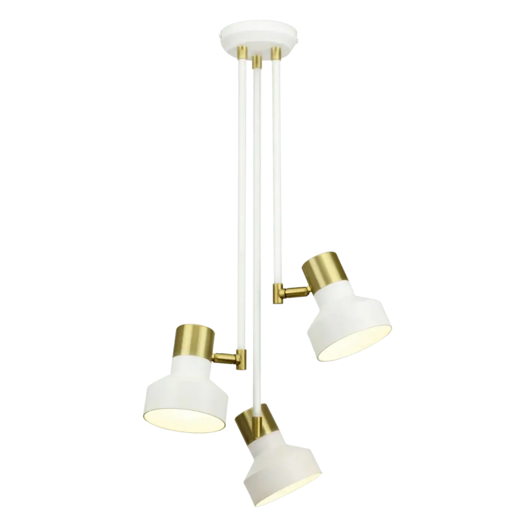 Plafonnier 3 lumières blanc et doré en aluminium, culots E27