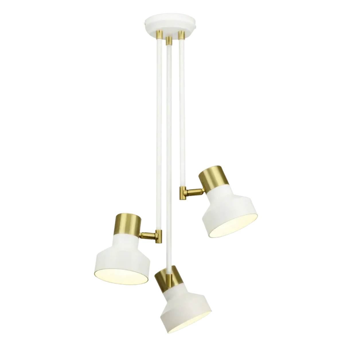 Plafonnier 3 lumières blanc et doré en aluminium, culots E27