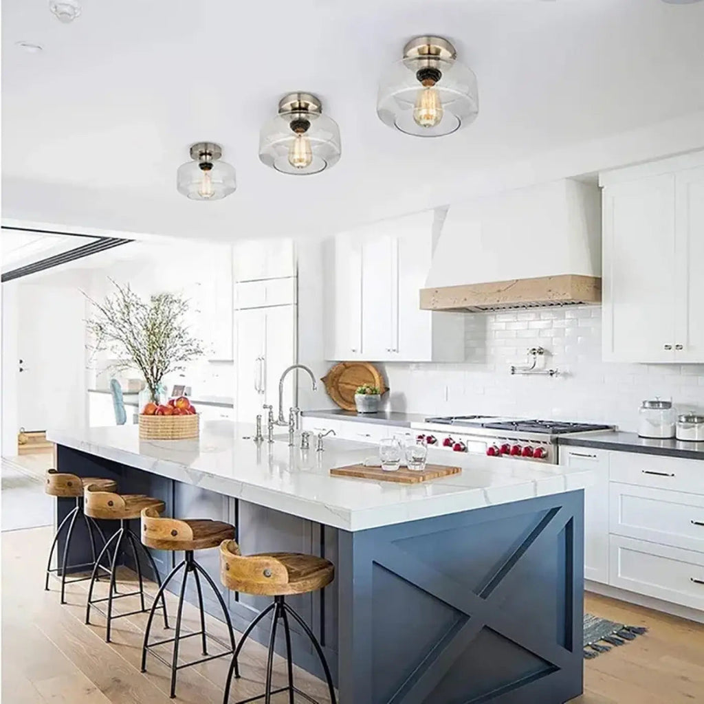 Plafonnier moderne en verre transparent, trois coloris