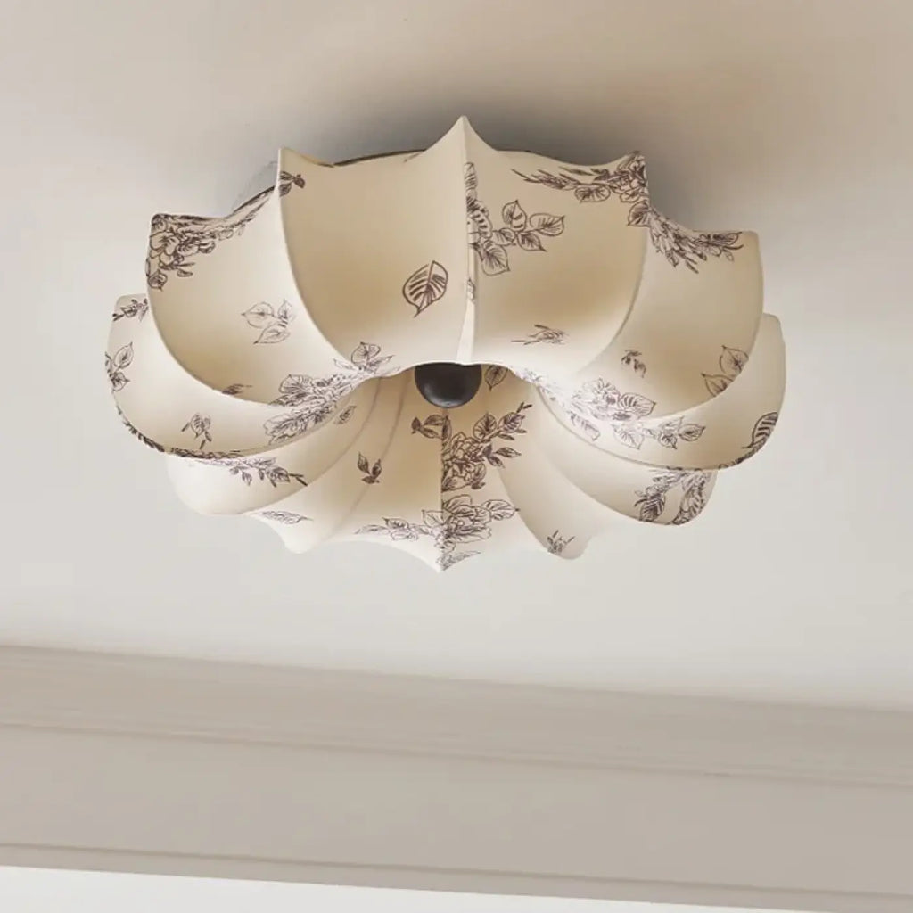 Plafonnier fleur à abat-jour en tissu imprimé, deux modèles