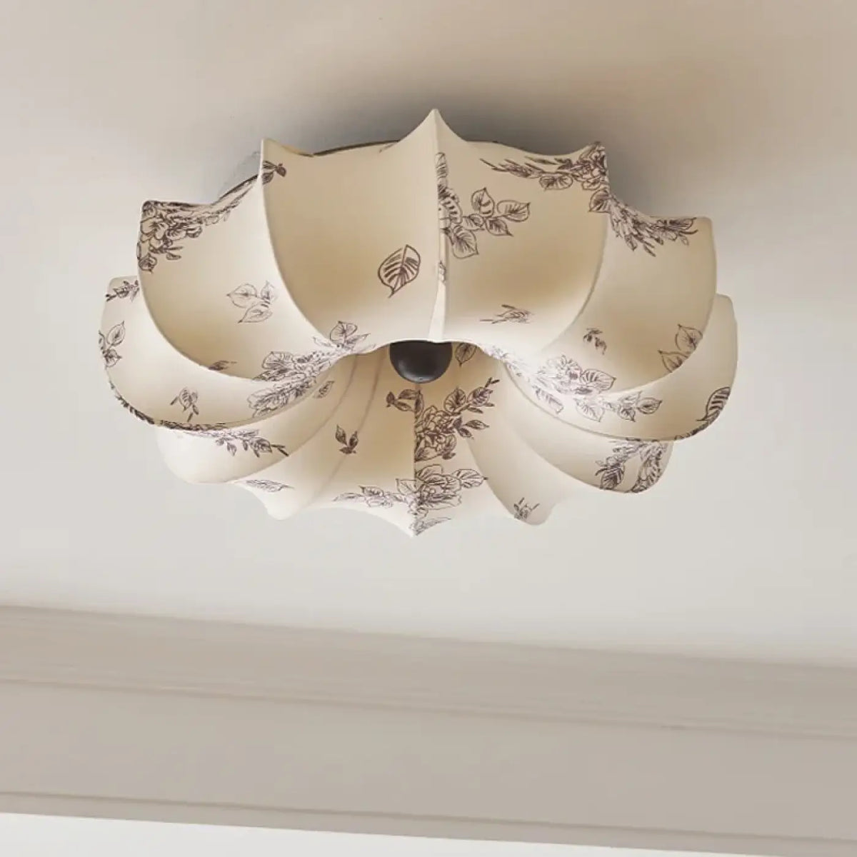 Plafonnier fleur à abat-jour en tissu imprimé, deux modèles