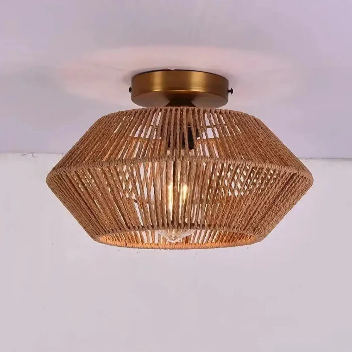 Plafonnier en corde tressée, beige, marron ou noir