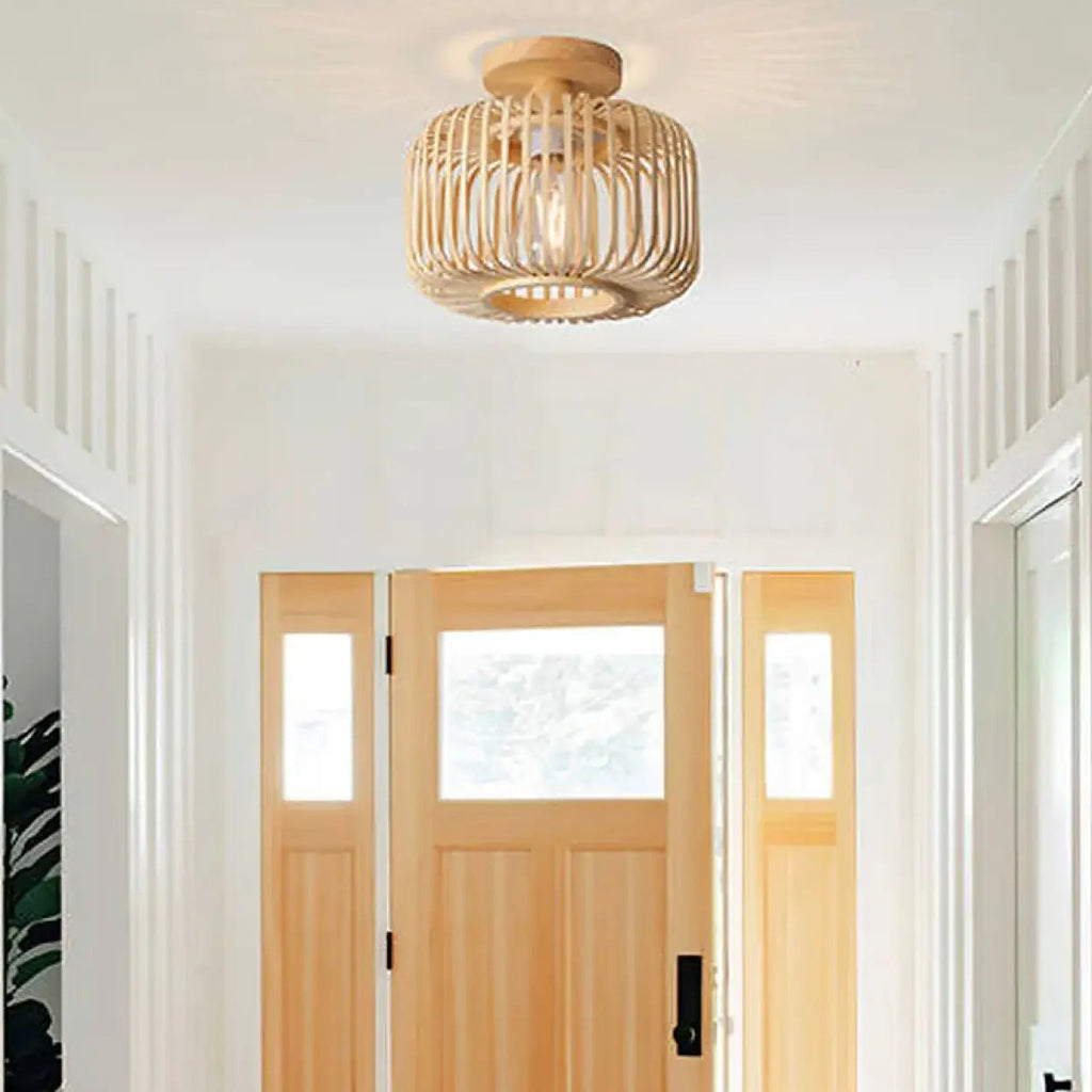 Plafonnier en rotin tressé au style naturel et moderne