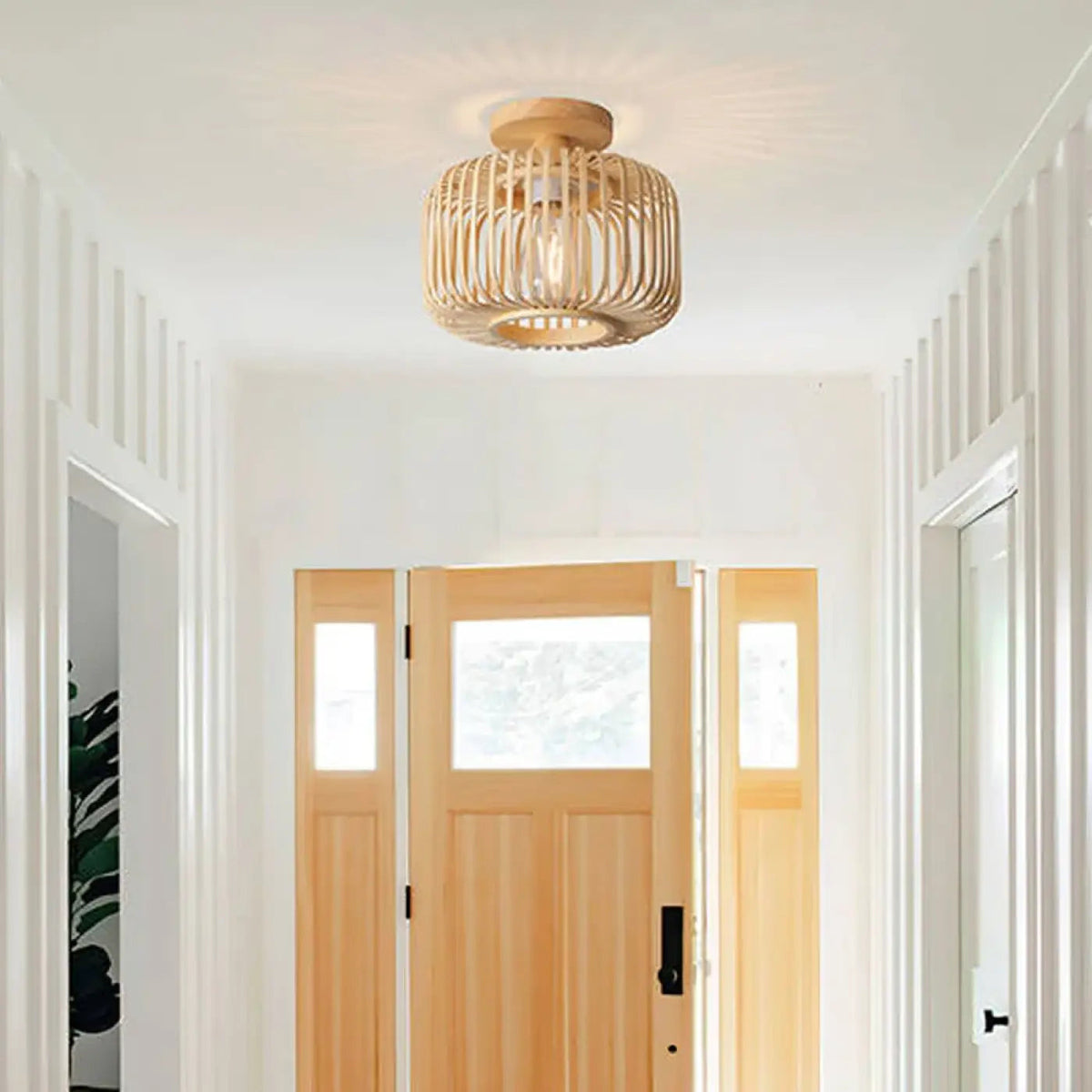Plafonnier en rotin tressé au style naturel et moderne