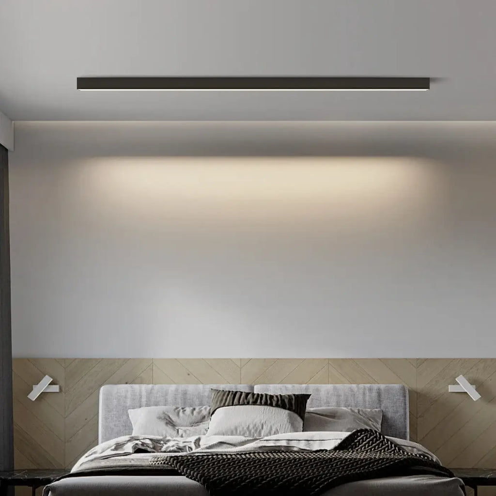 Plafonnier LED linéaire encastré, noir ou blanc, sept tailles, noir