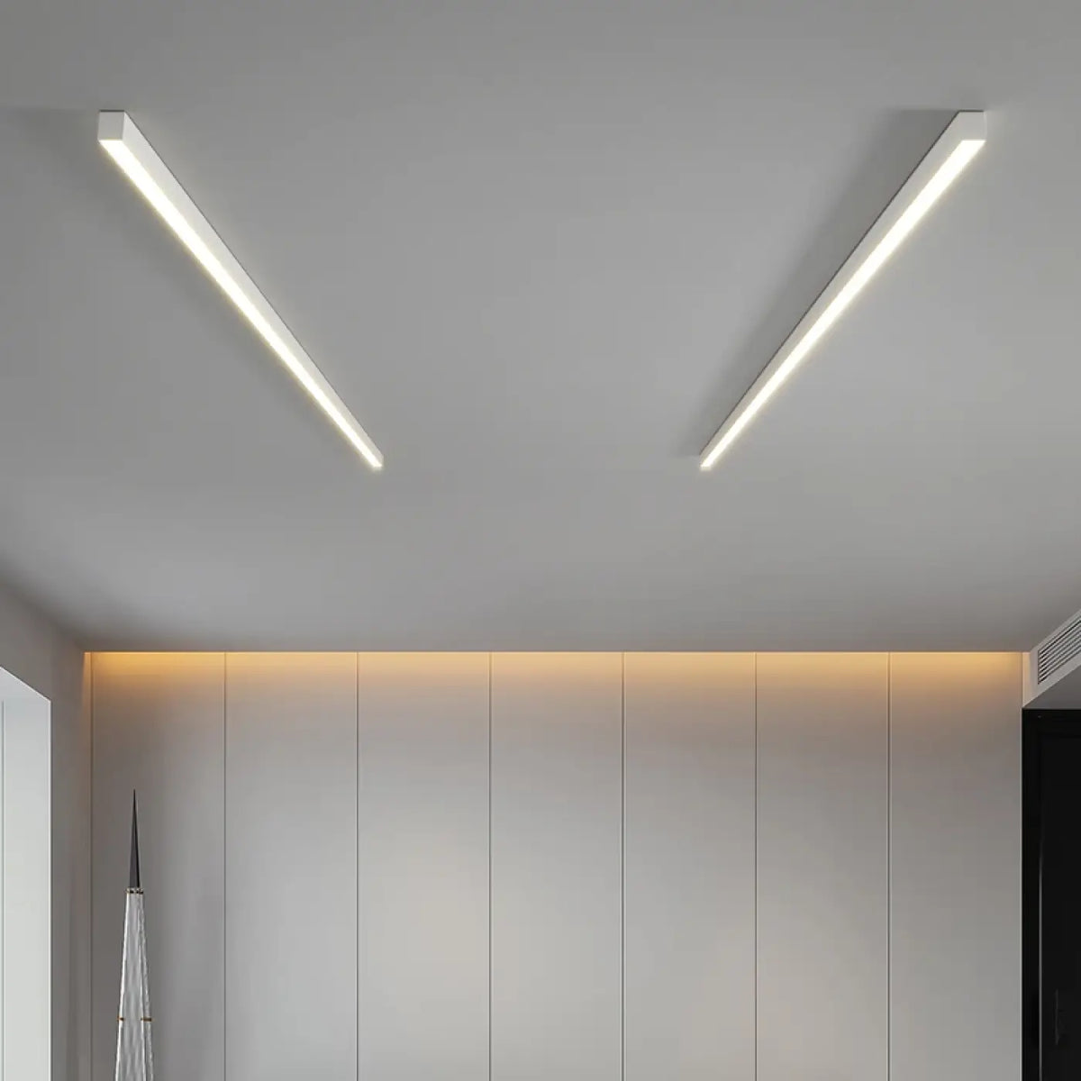 Plafonnier LED linéaire encastré, noir ou blanc, sept tailles, blanc
