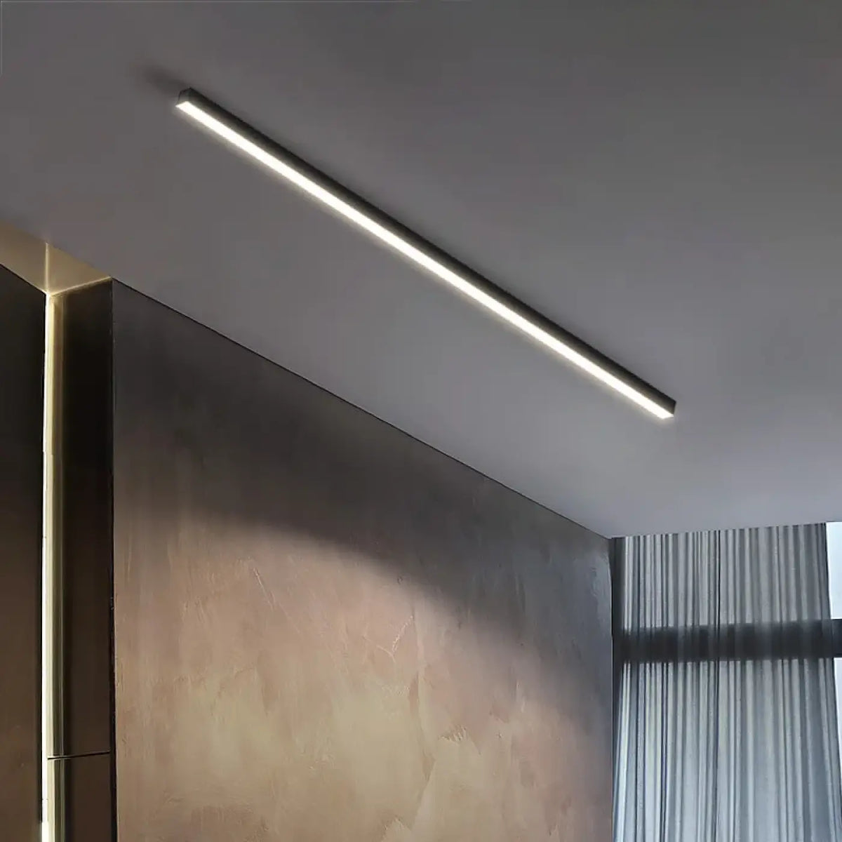Plafonnier LED linéaire encastré, noir ou blanc, sept tailles