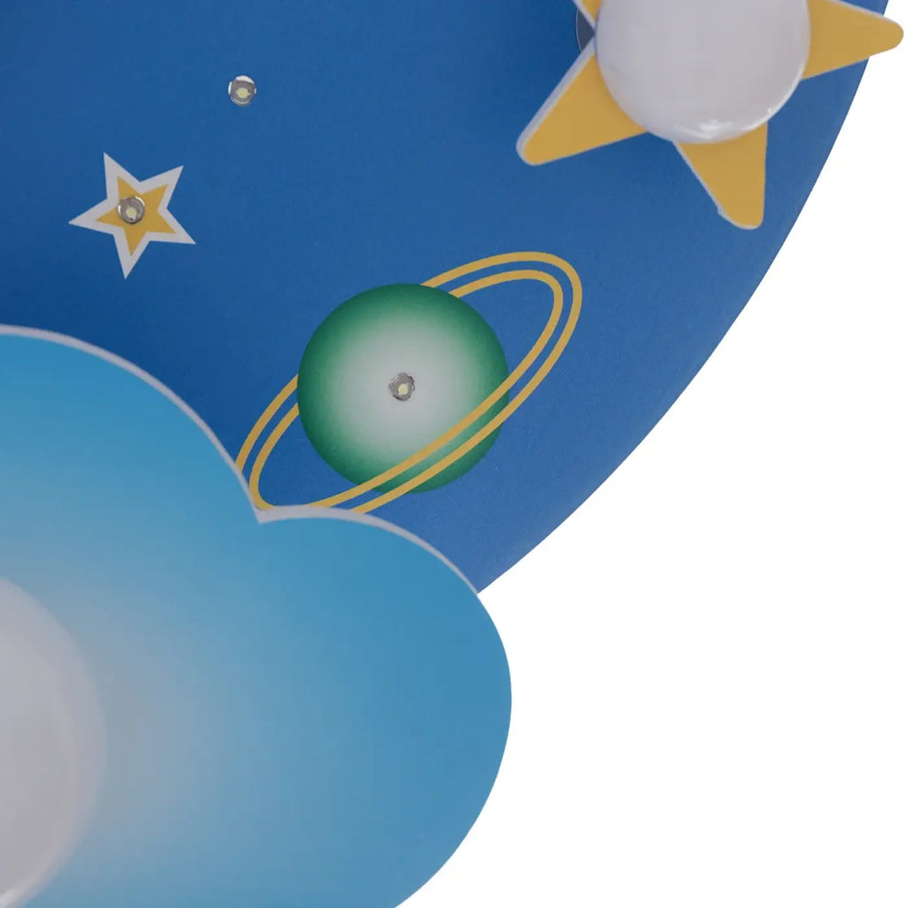 Plafonnier enfant fusée sur fond de ciel étoilé bleu
