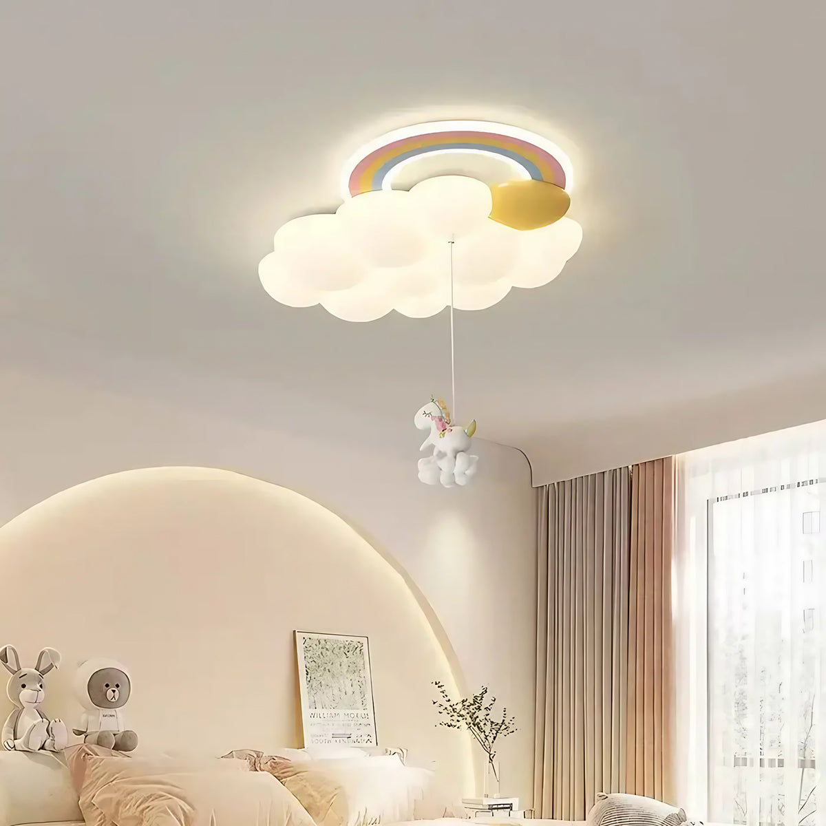 Plafonnier enfant nuage avec peluche, éclairage LED, 4 modèles