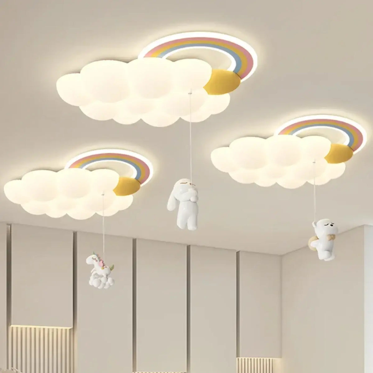 Plafonnier enfant nuage avec peluche, éclairage LED, 4 modèles