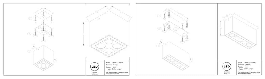 Plafonnier extérieur LED en métal graphite pour porche, IP54