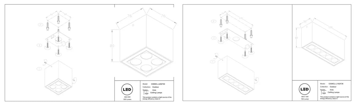 Plafonnier extérieur LED en métal graphite pour porche, IP54