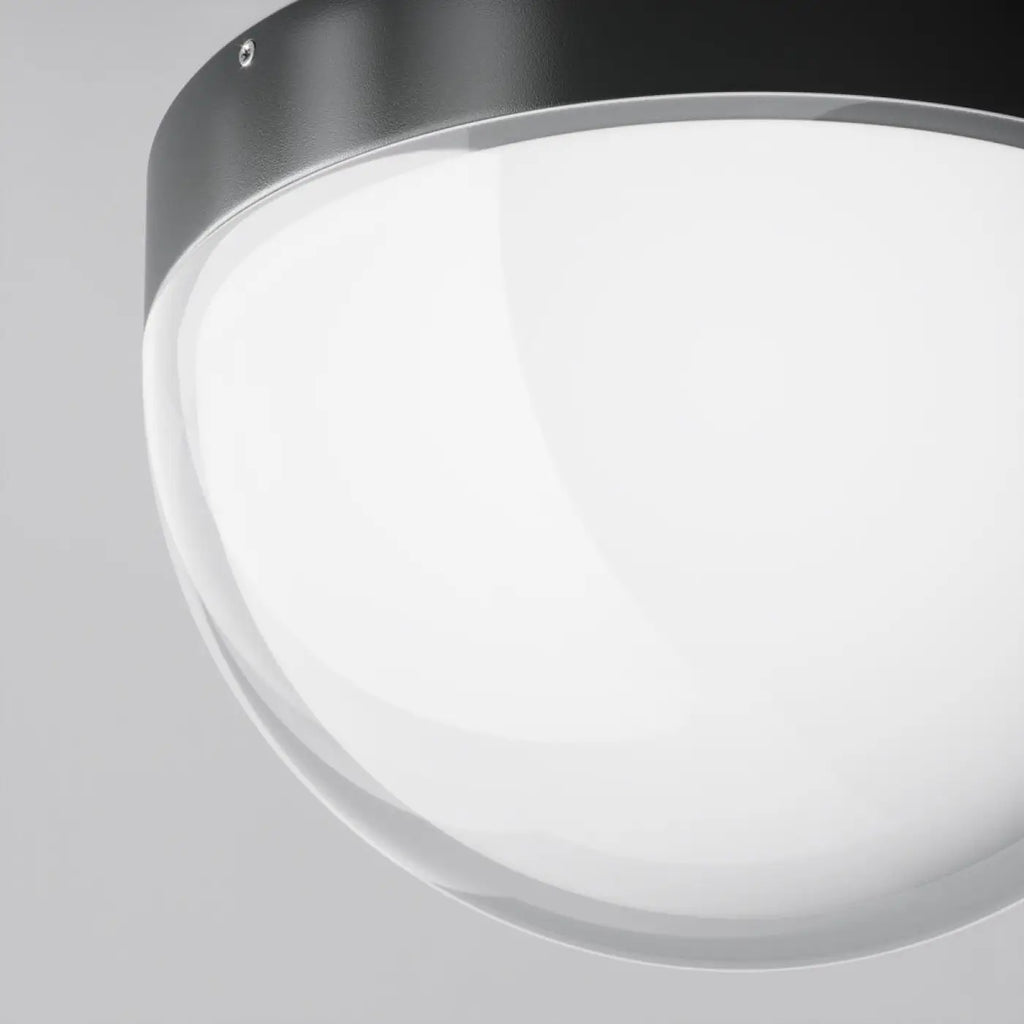 Plafonnier extérieur LED rond IP65 en acier noir, 1100 lumens