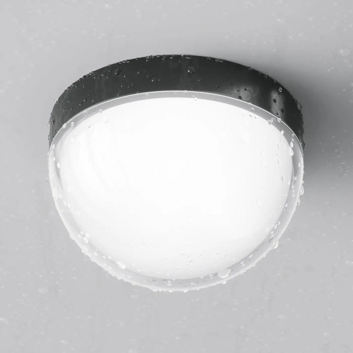 Plafonnier extérieur LED rond IP65 en acier noir, 1100 lumens