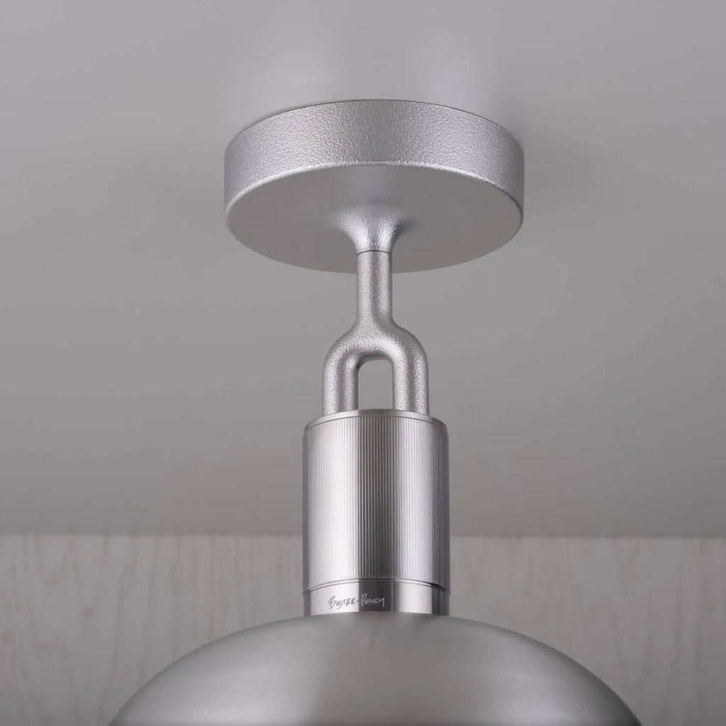 Plafonnier abat-jour demi-sphère en métal et globe en verre
